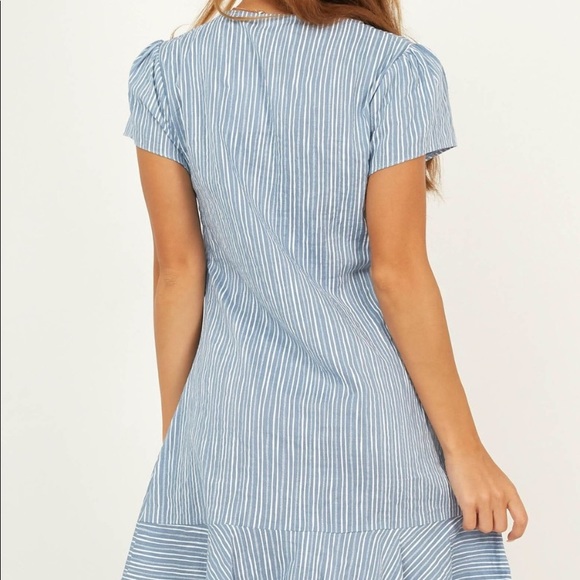 NEW Showpo Don’t Mention It Dress Blue Button 8 - Picture 2 of 11
